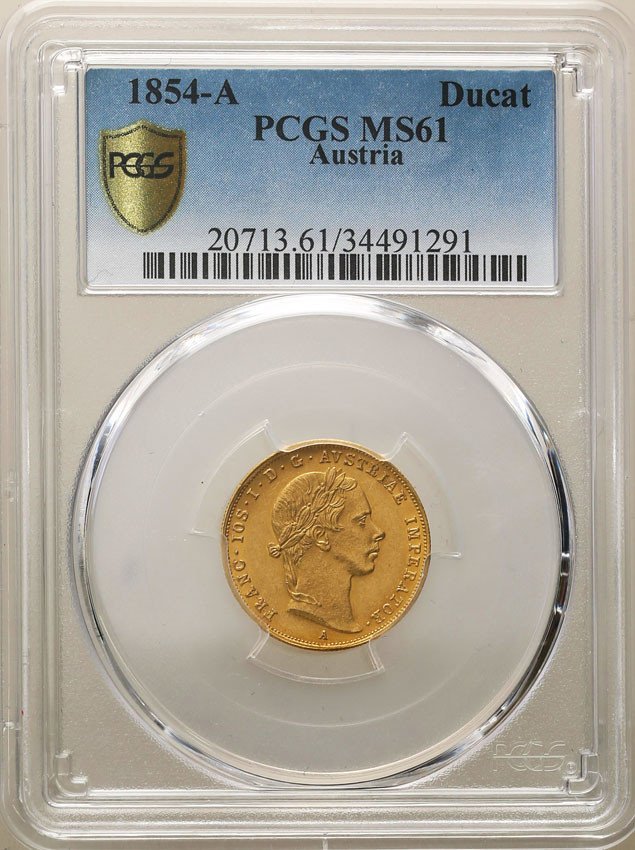 Austria. Dukat 1854 A Wiedeń PCGS MS61